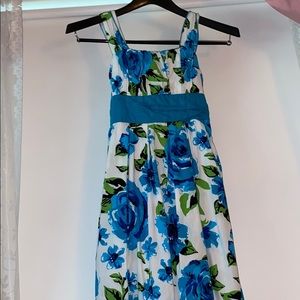 blue floral dress